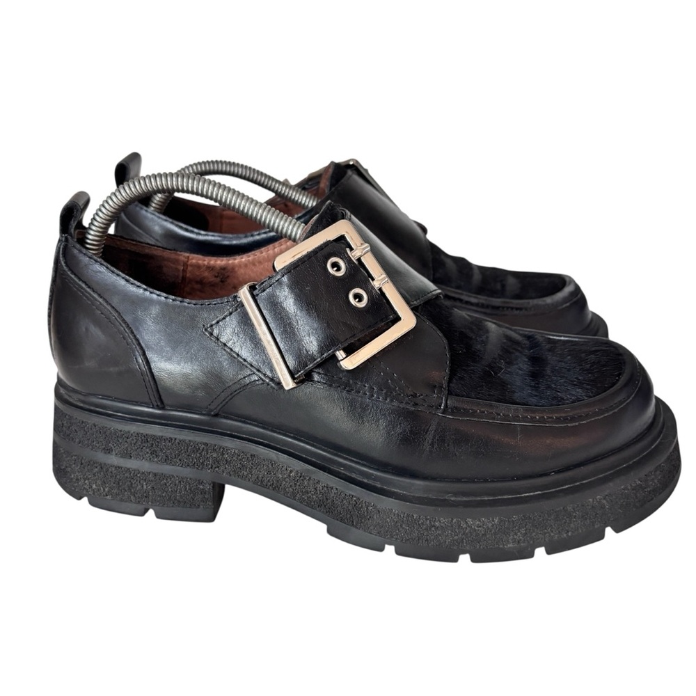 ALL BLACK Double Buckle Lugg Women's Slip On Sz 40